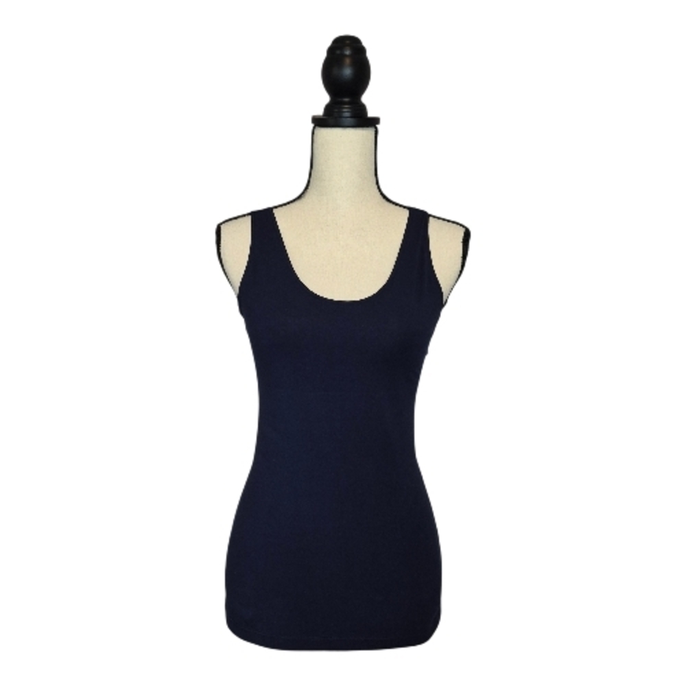 Spanx In And Out Top Navy Blue Shapewear Scoop Neckine Compression Womens Size L